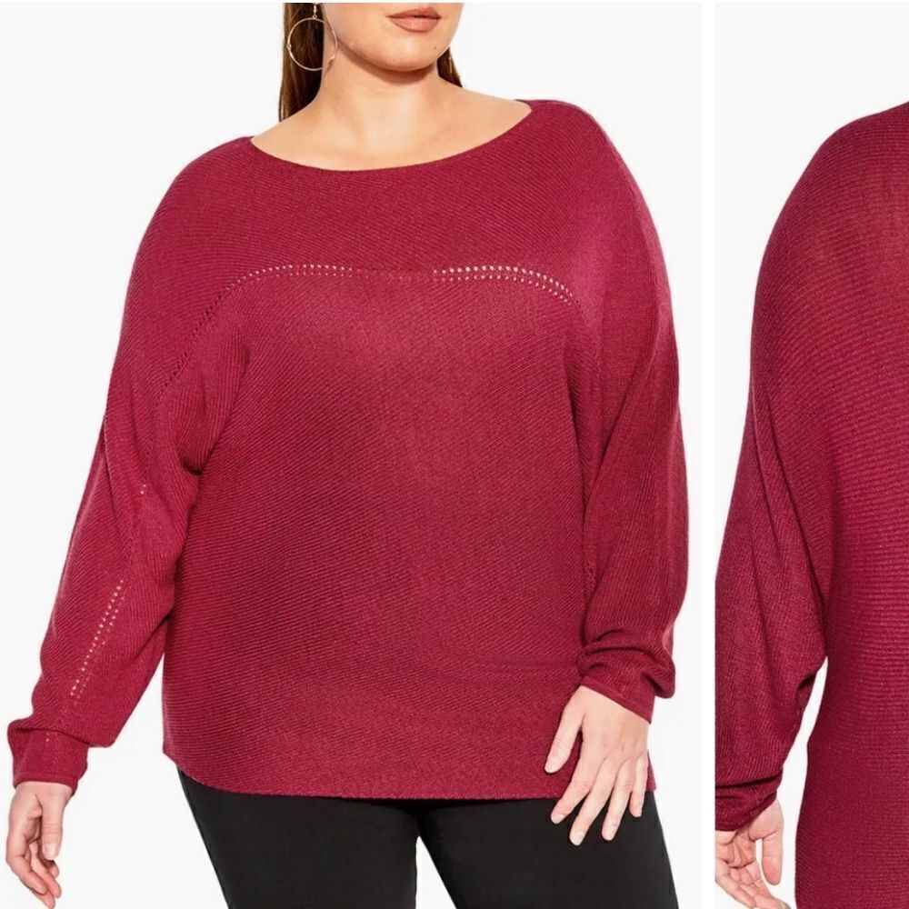 City Chic Romance Sweater in Sangria